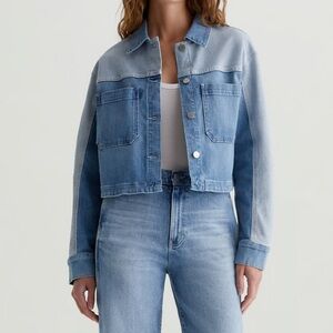 NWT AG Jeans Juliana Colorblock Denim Shirt Jacket in Wanderlust, Small
